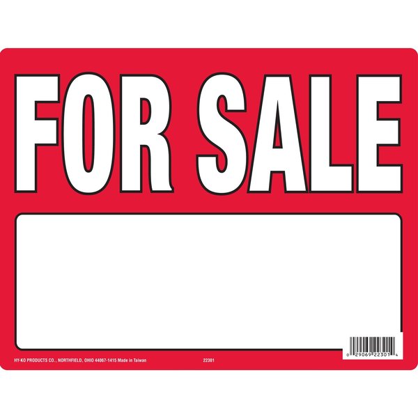 Hy-Ko For Sale Sign With Stake Sign 13" x 21.5", 3PK A22301